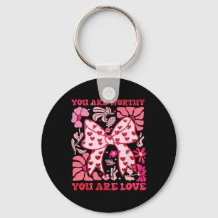 Llavero Eres Digno Coquette Lazo San Valentín Rosa Boho Fl