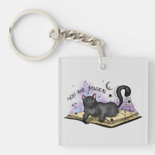 Llavero Eres Magnífico -Mistical Black Cat & Vintage Book