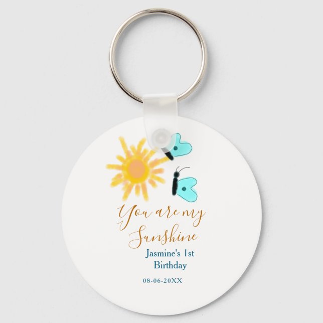 Llavero Eres mi naranja amarillo sol azul mariposa (Anverso)