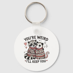 Llavero Eres raro y te guardaré Raccoon de San Valentín