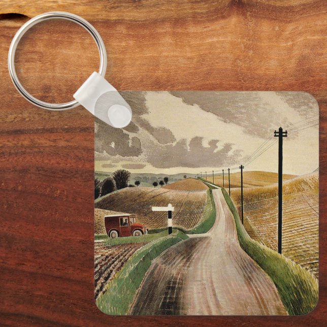 Llavero Eric Ravilious--Paisaje de Wiltshire,  (Anverso)