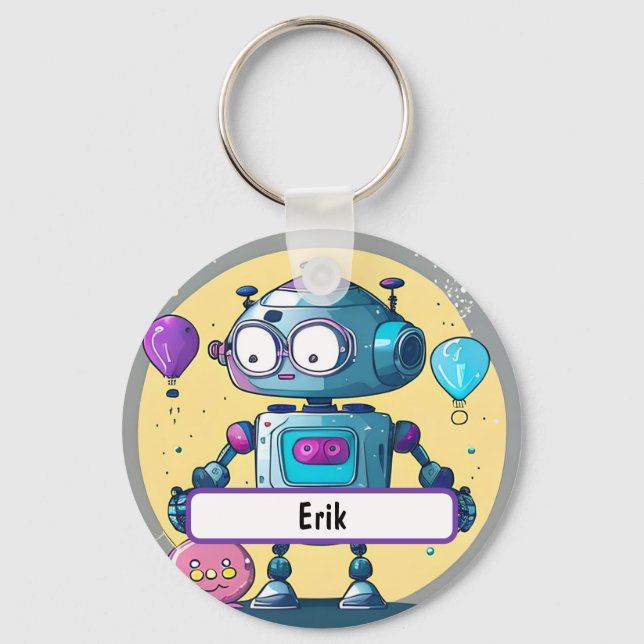 Llavero Erik el robot brillante con el nombre Personalizad (Anverso)