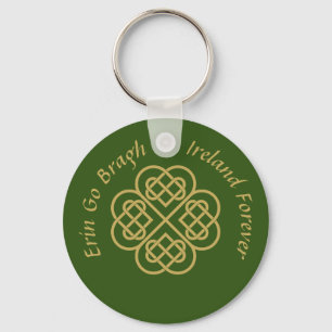 Llavero Erin Go Bragh Gold Celtic Shamrock
