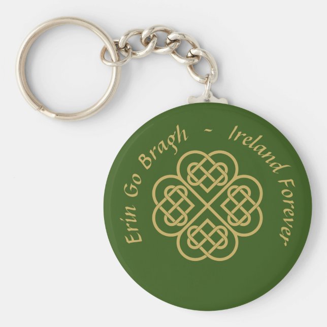 Llavero Erin Go Bragh Gold Celtic Shamrock (Frente)