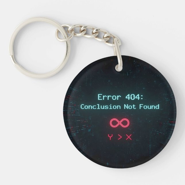 Llavero Error 404: Conclusion Not Found – Logic Loop Keych (Frente)