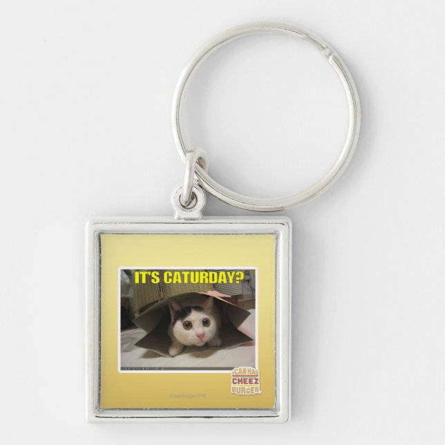 Llavero ¿Es Caturday? (Frente)