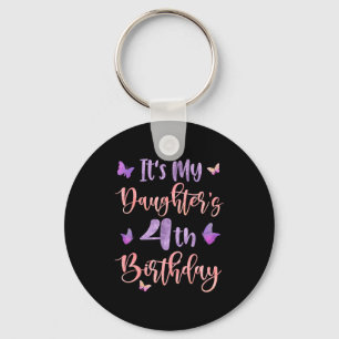 Llavero Es el 4 cumpleaños de mi hija Mariposa Feliz 4 Añ