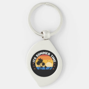 Llavero Es Hora de Verano Diseño de puesta de sol tropical