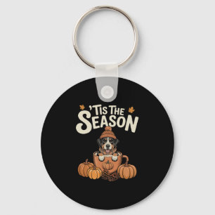 Llavero Es La Temporada Perro Suizo Café Otoñal Calabaza