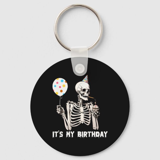 Llavero Es mi cumpleaños Halloween Skeleton Funny Birthday (Anverso)