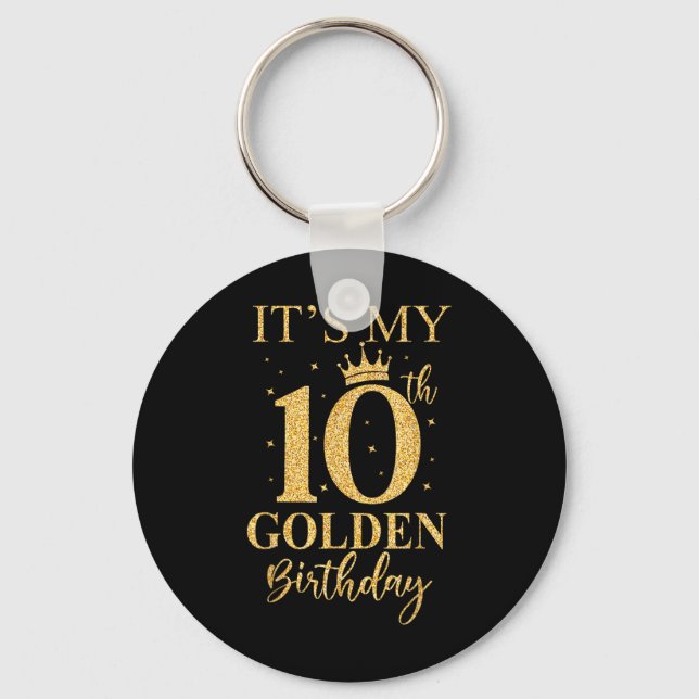 Llavero Es mi décimo cumpleaños dorado niños cumpleaños de (Anverso)