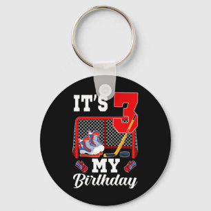 Llavero Es mi tercer cumpleaños Tema de hockey sobre hielo