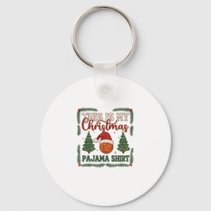 Llavero Es Navidad Pijama Baloncesto Santa Sombrero Árbole