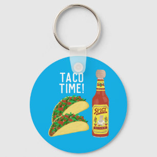 Llavero ES TIEMPO DE TACO ilustracion de tacos lindos sals