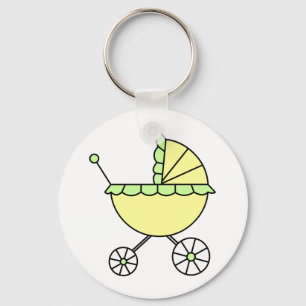 Llavero ¡Es un bebé! Carro de bebé del verde amarillo