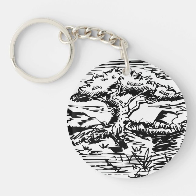 Llavero Esbozo de árbol de tinta. (Frente)