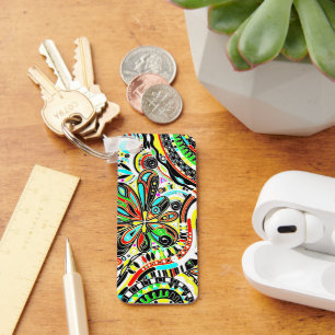 Llavero Esbozo de arte de fantasía - Flores abstractas 3