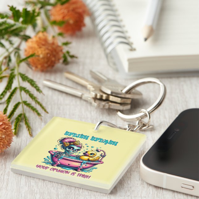 Llavero Esbozo de arte de palabras graciosas de sarcasmo (Frente Derecha)