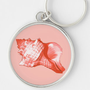 Llavero Esbozo de concha - coral, cáscara rosa y blanco