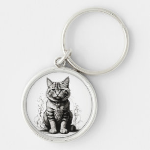 Llavero Esbozo de lápiz de gato corto