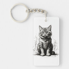 Llavero Esbozo de lápiz de gato corto
