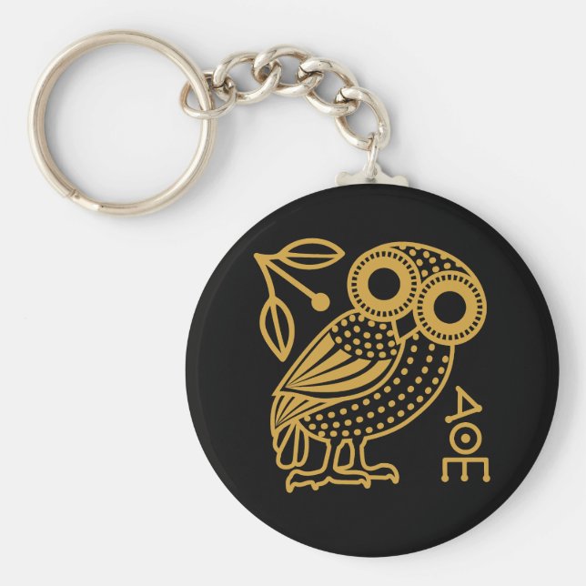 Llavero Esbozo de lechuza ateniense de la antigua moneda g (Frente)