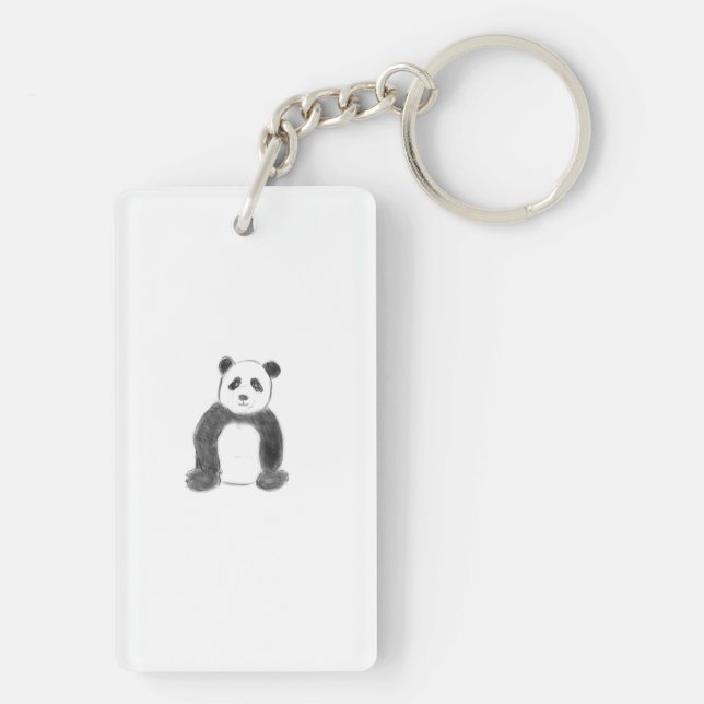 Llavero Esbozo de panda blanco y negro (Atrás)