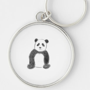 Llavero Esbozo de panda blanco y negro