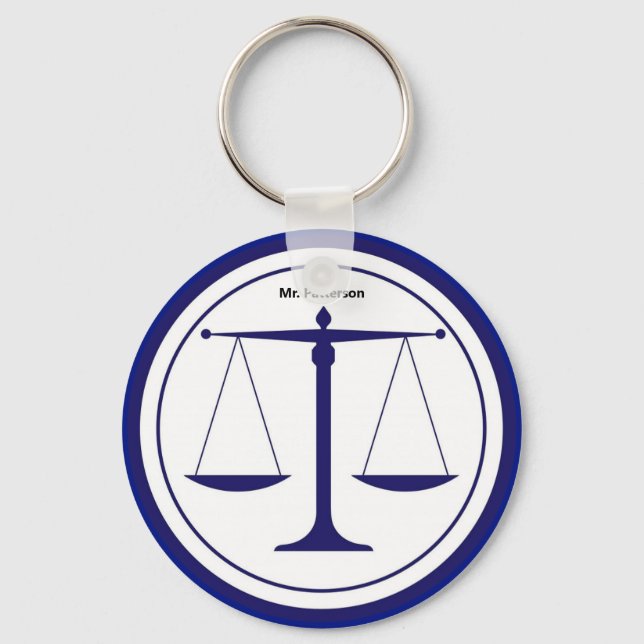 Llavero Escala de justicia Personalizado azul Keychain (Anverso)