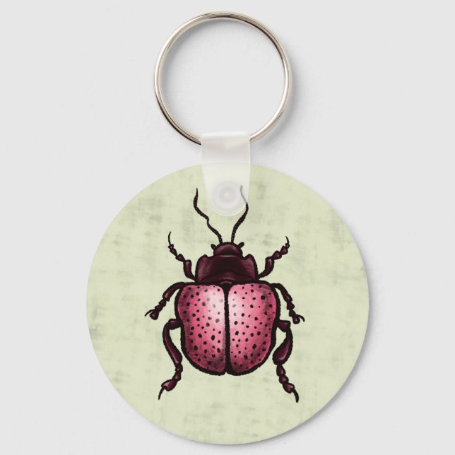 Llavero Escarabajo Rosa Cute Bug Art - Amante de los insec (Anverso)