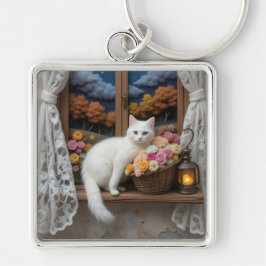 Llavero Escena acogedora de la ventana nocturna