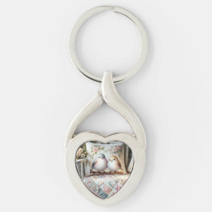 Llavero Escena de colcha floral de Lovebird Cottagecore