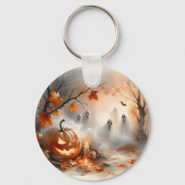 Llavero Escena de Halloween caprichosa con calabaza y fant