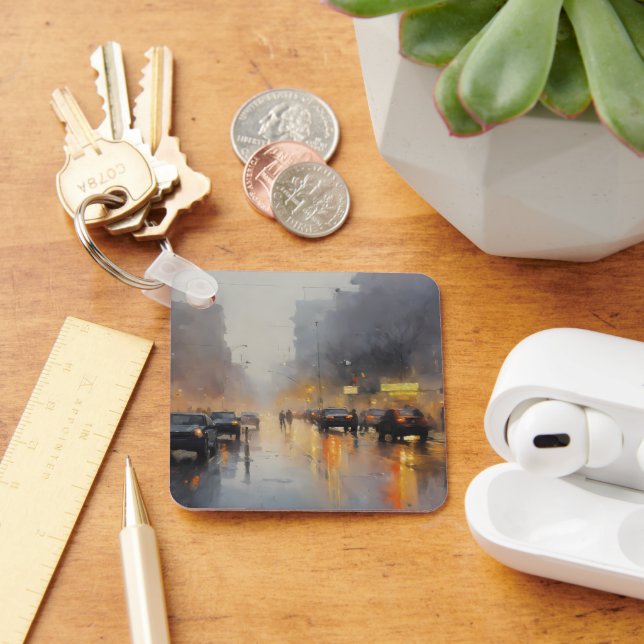 Llavero Escena de lluvia nocturna urbana (Escritorio )