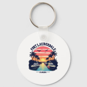 Llavero Escena de navegación al atardecer en Fort Lauderda