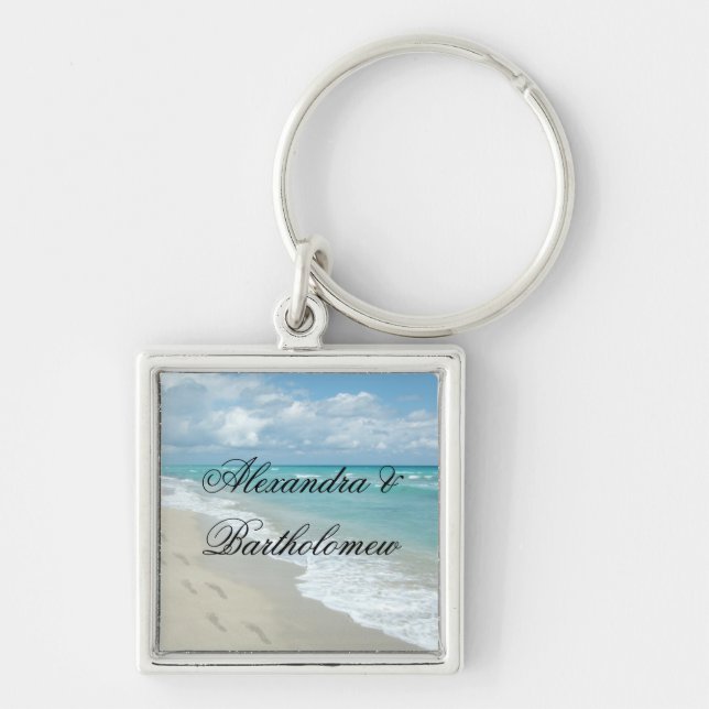 Llavero Escena de playa tropical personalizada Keepsake (Frente)