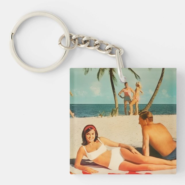 Llavero Escena de playa vintage (Frente)