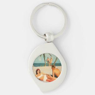 Llavero Escena de playa vintage