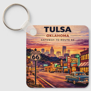 Llavero Escena de viaje por la Ruta 66 de Tulsa Oklahoma v