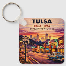 Escena de viaje por la Ruta 66 en Tulsa Oklahoma v