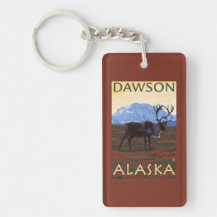 Llavero Escena del caribú - Dawson, Alaska