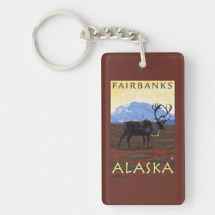 Llavero Escena del caribú - Fairbanks, Alaska