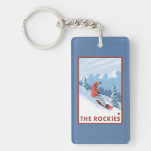 Llavero Escena del Snowboarder - los Rockies