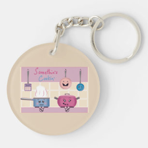 Llavero Escena divertida de cocina romántica con utensilio