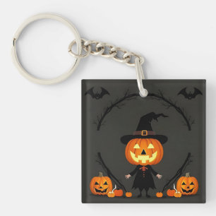 Llavero Escena encantadora de Halloween con calabaza