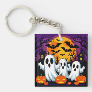 Llavero Escena espeluznante de Halloween con fantasmas