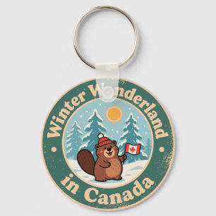 Llavero Escena invernal canadiense vintage