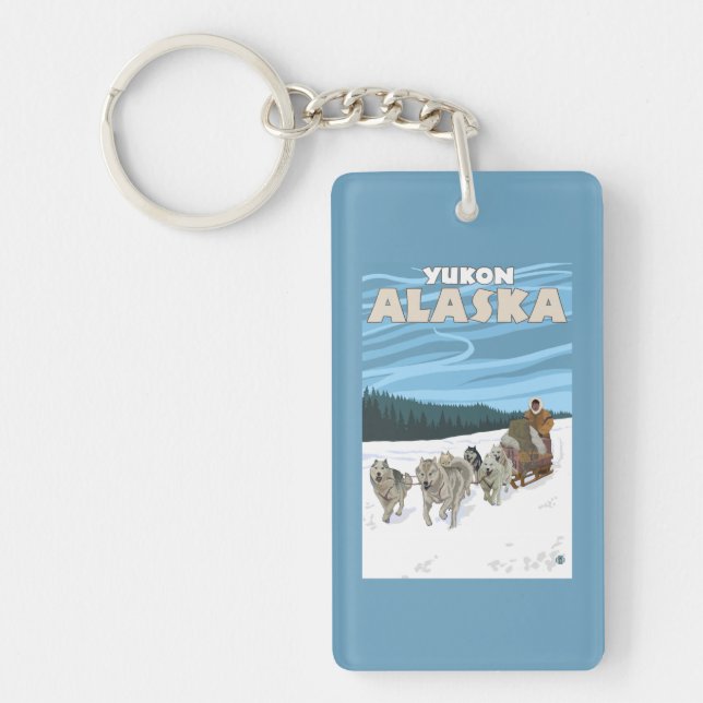 Llavero Escena Sledding del perro - el Yukón, Alaska (Frente)
