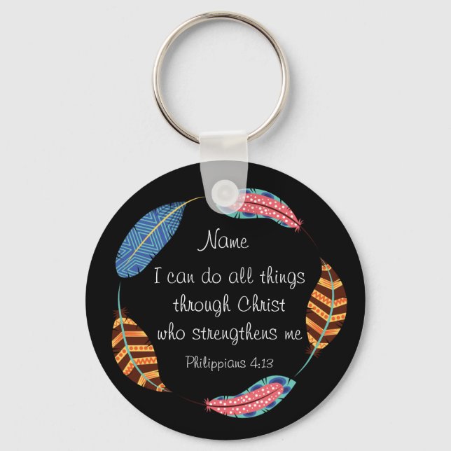 Llavero Escritura bíblica Filipinas 4:13 Fuerza Cristo (Anverso)
