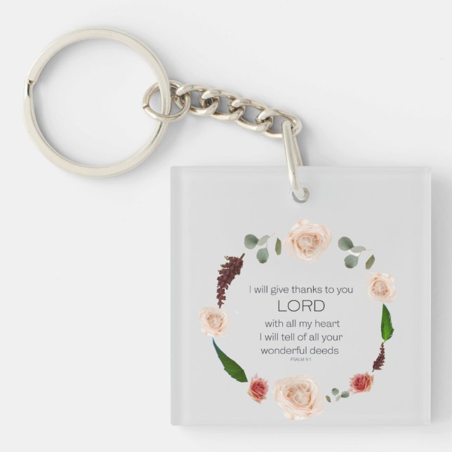 Llavero Escritura, Salmo 9, Todos Tus Maravillosos Hechos  (Frente)